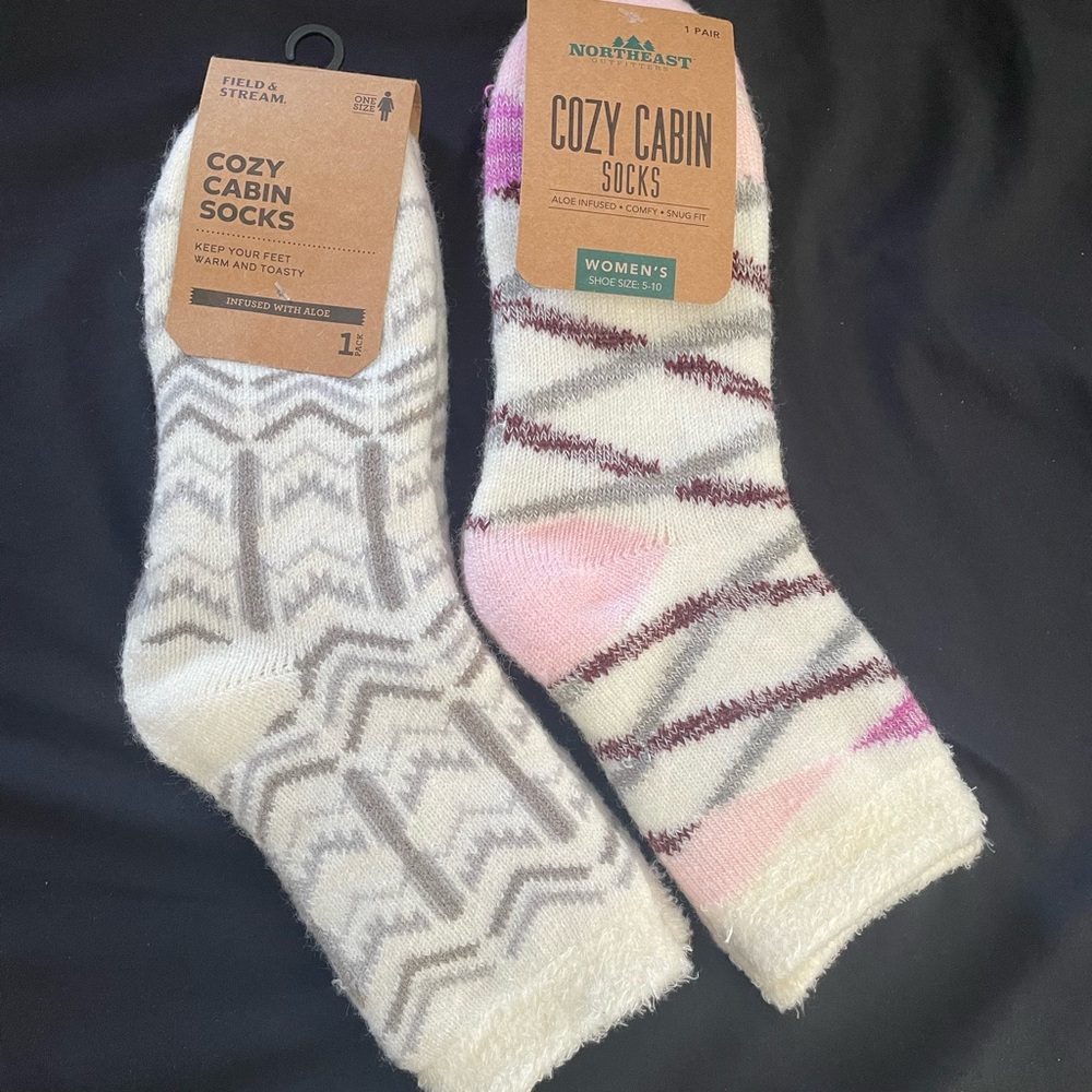 Cozy Cabin Socks - Gray and Pink NWT